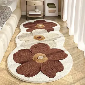 Cute Flower Pattern Bath Mat Pink Brown Floral Design Water Absorbent Non Slip Soft Machine Washable Rug for Bedroom Kitchen Bathroom Toilet Floors Floral Area Rug Fluffy Rug bathroom decor