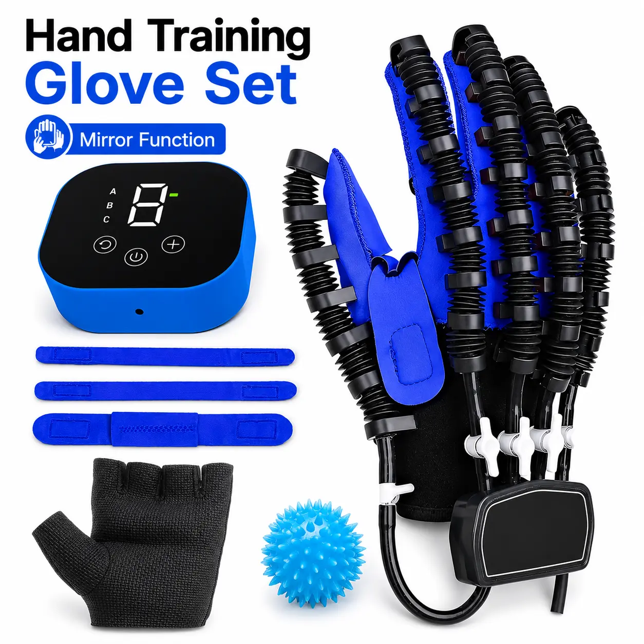 Robotic Glove for Hand Rehabilitation, Mirror Mode Robotic Glove, Finger Mobility Training Device for Patients with Hemiplegia, Stroke, and Cerebral Palsy, USB-Rechargeable