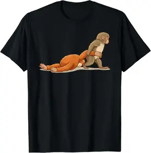 Monkey Punch Graphic T-Shirt, Baby Monkey Holding Plush Toy, Animal Lover Gift graphic  tees