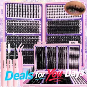 Lash Clusters Kit，800Pcs Lash Clusters, Includes Spiky and Bottom Lashes, 40D+60D+80D+100DMixed Style Volume Eyelash Clusters single box/with Glue, Tweezers and Brush, 3D Individual Wispy Eyelash, Fluffy Manga Eyelashes, Dense Thickened Lash for DIY