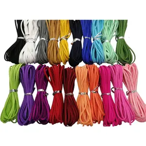Pamir Tong 100 Yards Multi-Color Suede Leather Cords Leather Lace Flat Faux Suede Cord String Thread Velvet Cord for Necklace, Bracelet, Beading and DIY Crafts 20 Colors