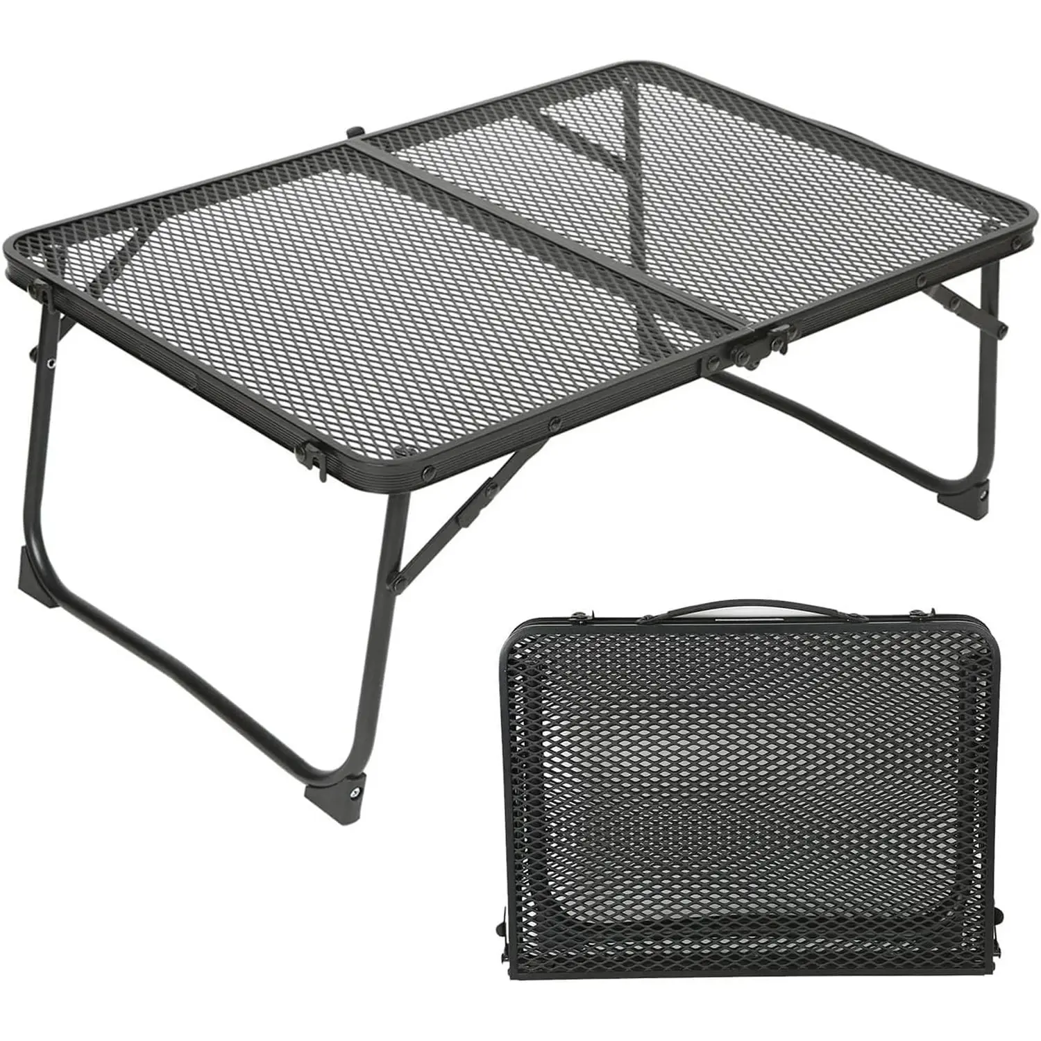 Folding Camping Table, Mini Portable Grill Picnic Table, with Handle for Outdoor, Black