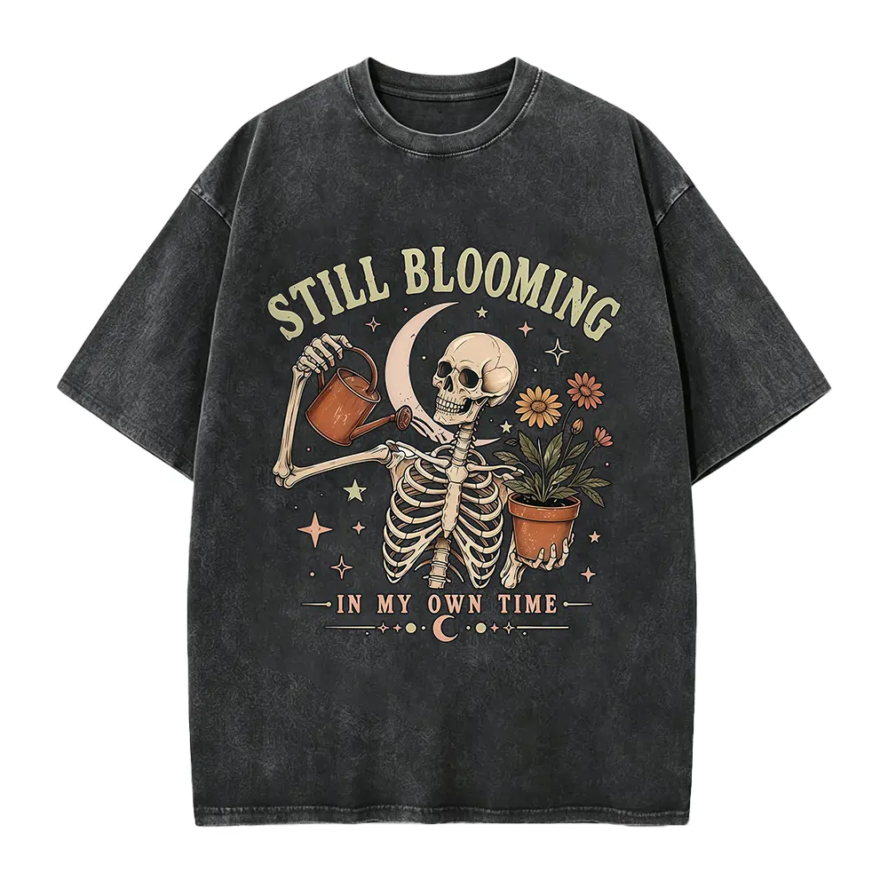 Still Blooming Skeleton Shirt, Funny Gardening T Shirt, Flower Skull Skeleton Tee, Plant Lady Gift, Gothic Skull Shirt