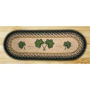 212 MAIN Shamrock Oval Runner Jute Earth Jute Rug, 68-116S Model - Music Accessories-Friendly Decor Piece
