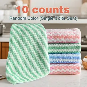 10 Counts Microfibe Kitchen Cleaning Cloths，Kitchen Towels for Dish Dry&Wet Washing,Reusable and Washable Towels,Multipurpose Random Color Dishwashing Rags for Kitchen, Sinks, Pots, Pans,furniture double-sided sink removable & washable pots kitchen towel