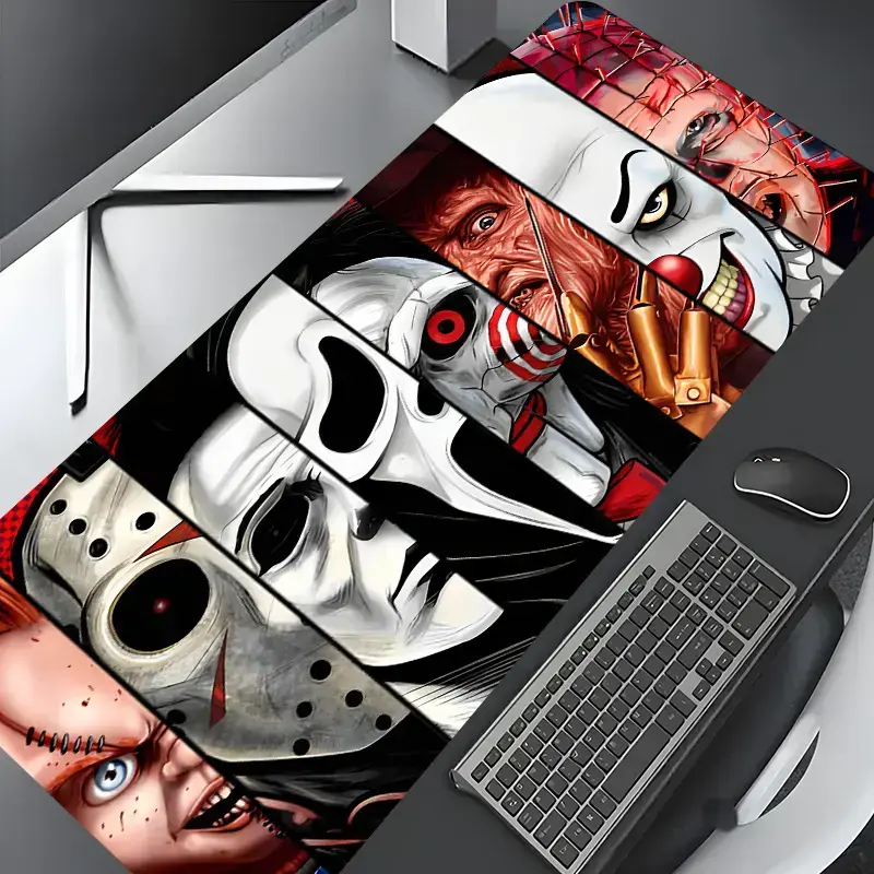 Scary Theme Large Computer Mouse Pad - Horror Halloween Edgy Mouse Pads, Washable Rubber Base Extended Desk Mat, Non-Slip, Adult Home Office Aesthetic Decor, Christian Gift for Women