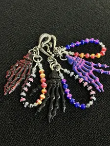 Colorful Glossy Beads 3D Printed Palm Decoration Keychain Bag Charm Trendy Fashion Accessory, Stylish Jewelry for Bags & Keys