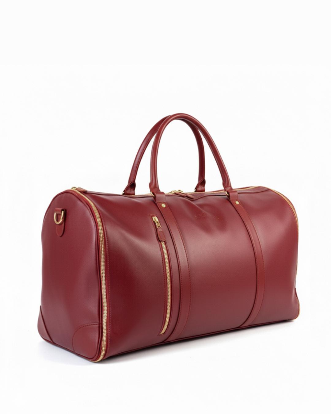 Luxe Mega Bag - Large Capacity Tote Bag - Oversized Leather Handbag - Everyday Travel Bag - Multi Pocket Organizer (Merlot Red)