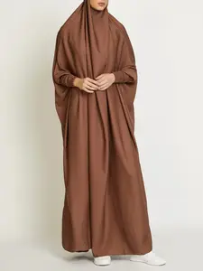 Dubai Turkish Long Robe Dress, Modesty Muslim Thobe, Loose-Fitting Woven Fabric, Moderate Thickening, All Seasons Wear, Elegant Plain Color Design