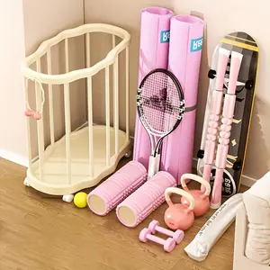 1 rolling sports equipment storage rack, large-capacity yoga mat storage basket with wheels, home garage fitness equipment organizer