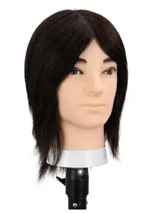 Men's Real Hair Mannequin Head, Styling Practice, Perming Dyeing, Cutting Practice, Natural Color, 100% Human Hair, Soft Touch, Barber Training
