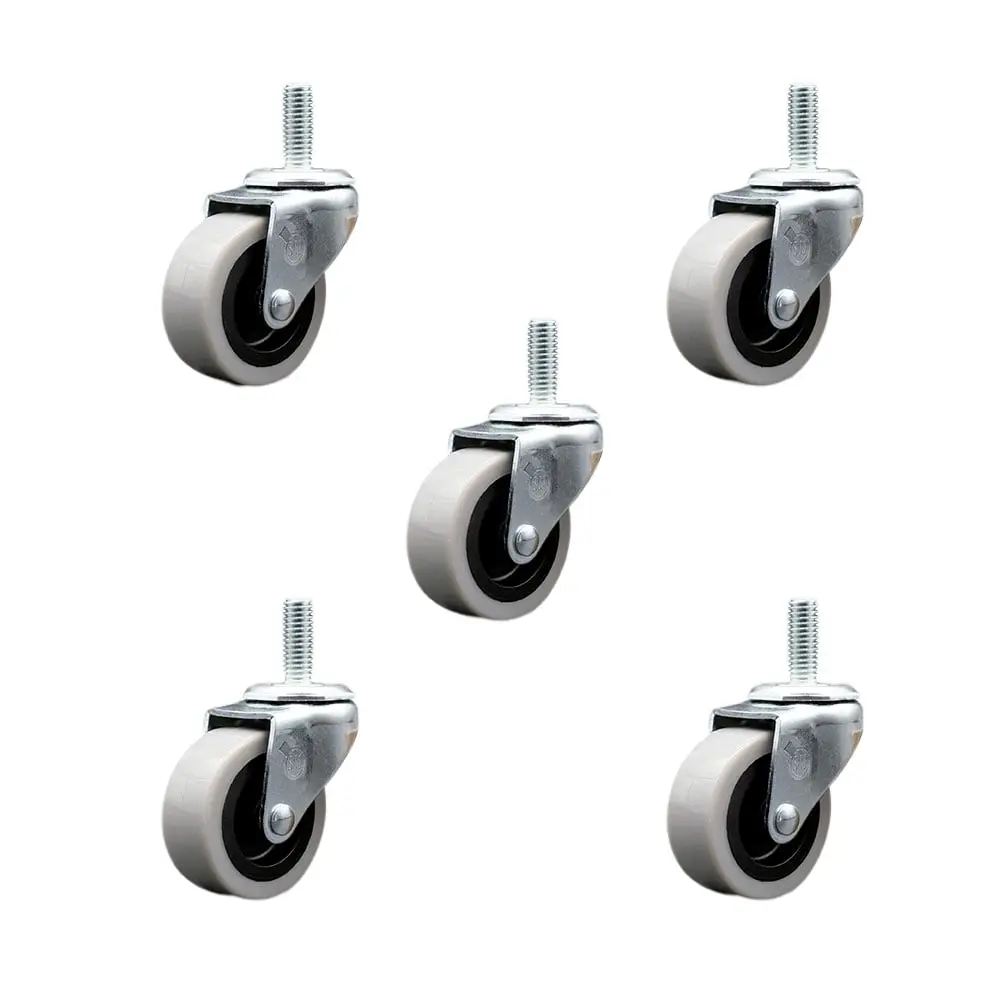 Service Caster SCC-TS05S210-TPUS-381610-5 2 in. Swivel Polyurethane Caster Wheels & 0.375 in. 16 TPI x 1 in. Threaded Stem Casters - Set of 5