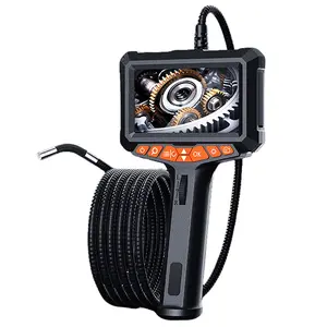 Industrial Borescope Camera with Lights, 5.0" LCD Screen HD Digital Snake Camera, Handheld Waterproof Sewer Inspection Camera, 8 LED Lights, Semi-Rigid Cable