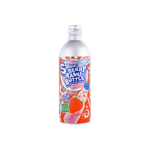 SANGARIA Japanese Ramune Soda - Strawberry Flavor - 480ml Carbonated Drink with Unique Marble Bottle