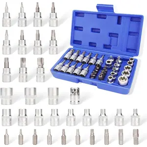 PRADE&CARFT Torx  Socket Bit Set 34 count | 3/8 Inch Drive Bit Socket Set|S2 Alloy Steel | Tamper Proof Trox Bits | E-Torx() Sockets