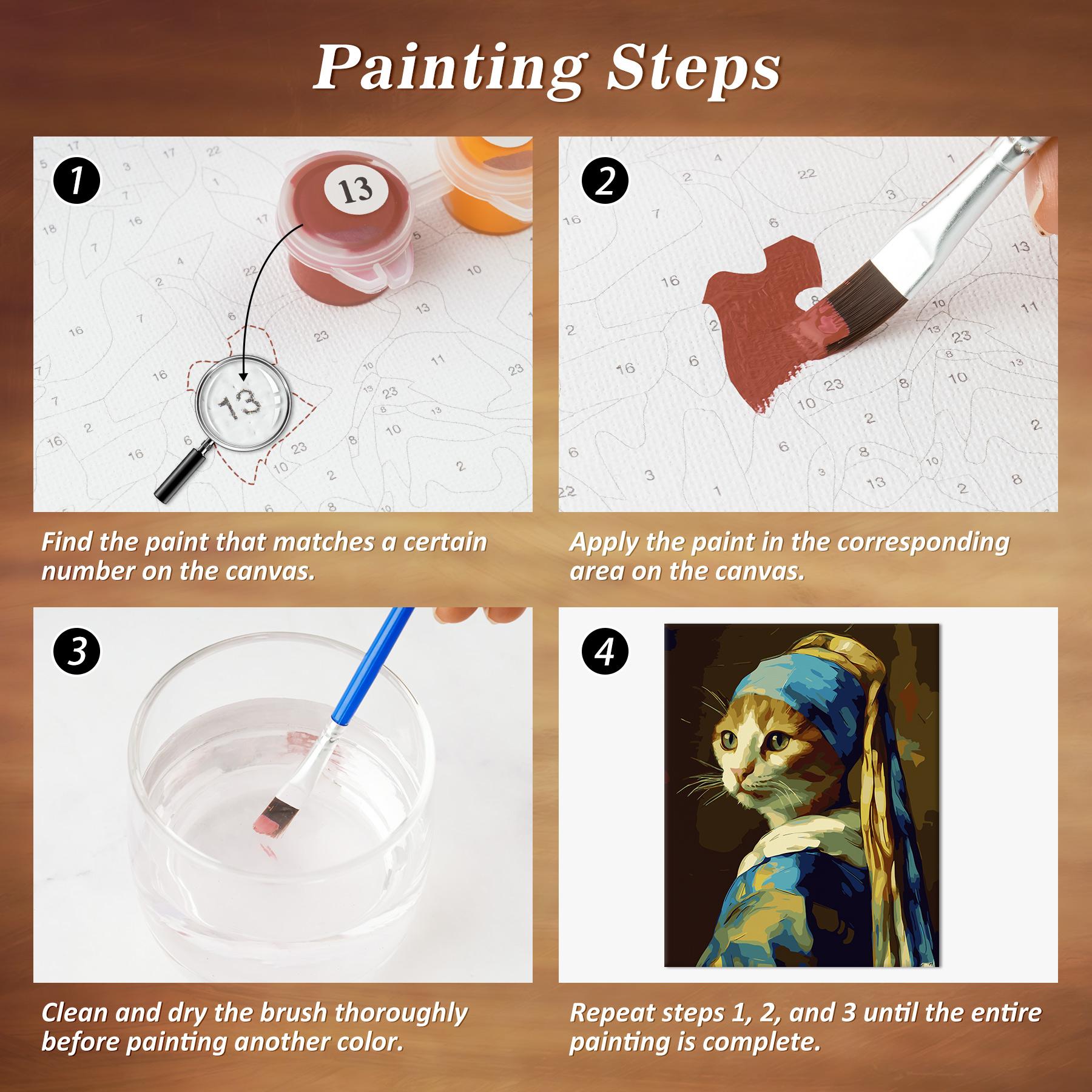 NiArt Paint by Numbers on Canvas for Adults and Teens - Unframed Oil Painting Kit with 10 Brushes and Acrylic Paint, 16x20 Inch (Pearl-Earring Cat) NiArt Paint by Numbers on Canvas for Adults and Teens - Unframed Oil Painting Kit with 10 Brushes and Acrylic Paint, 16x20 Inch (Pearl-Earring Cat)