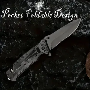 A must-have pocket knife for outdoor enthusiasts. Multi-functional folding design. Window-breaking + clip function. Durable EDC knife. Perfect for camping, hunting and emergency situations. A wonderful gift.