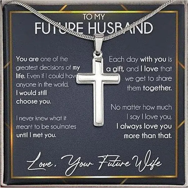 To My Future Husband Necklace From Future Wife, Fiance Necklace Gift From Fiancee, Promise Cross Necklace Gift For Men You Are One Of The Greatest Decisions Of My Life