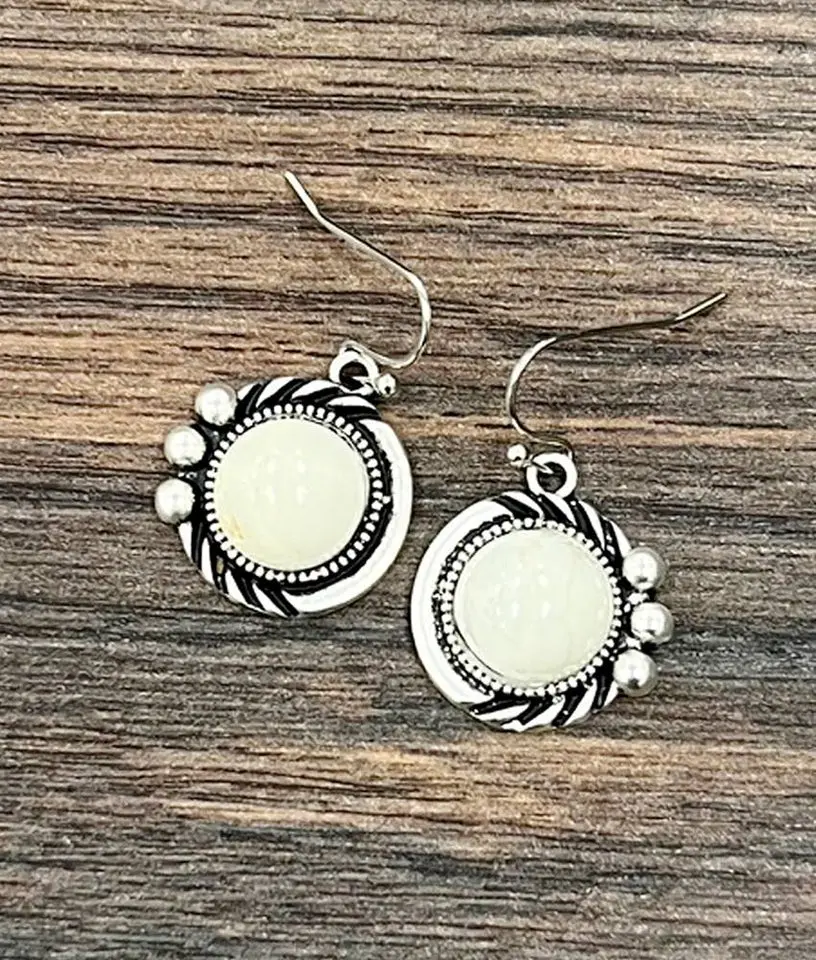 12mm White Rounds Earrings