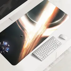 1pc Interstellar Black Hole Large Gaming Mouse Pad, Sci-Fi Space Extended Desk Mat,Office Desk Accessories Non-Slip Stitched Edge Computer Mat ,Rubber Base Laptop Keyboard Pad for Home Office & Gamer,Durable and Spill-Resistant,Ideal Gift, Desk Supplies