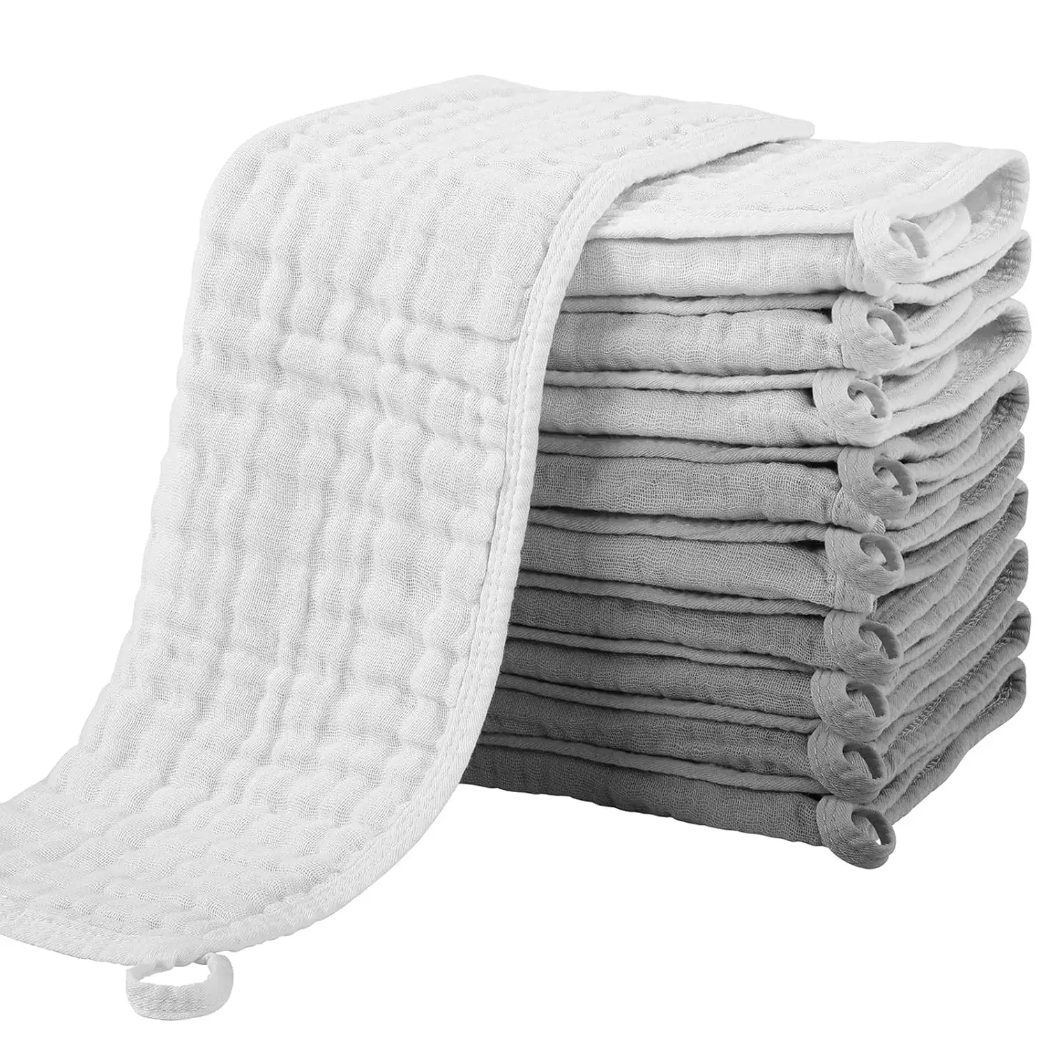 Yoofoss Muslin Washcloths Face Towel 10 Pack 100% Cotton Large 20''X10'' Super Soft and Absorbent White