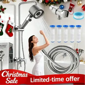 Christmas Promotion Flash Sale! Save Big! Stainless Steel Handheld Shower Head, Rustproof Durable High Pressure Powerful Rinse 3 Modes Filtered Water Saving Easy Install