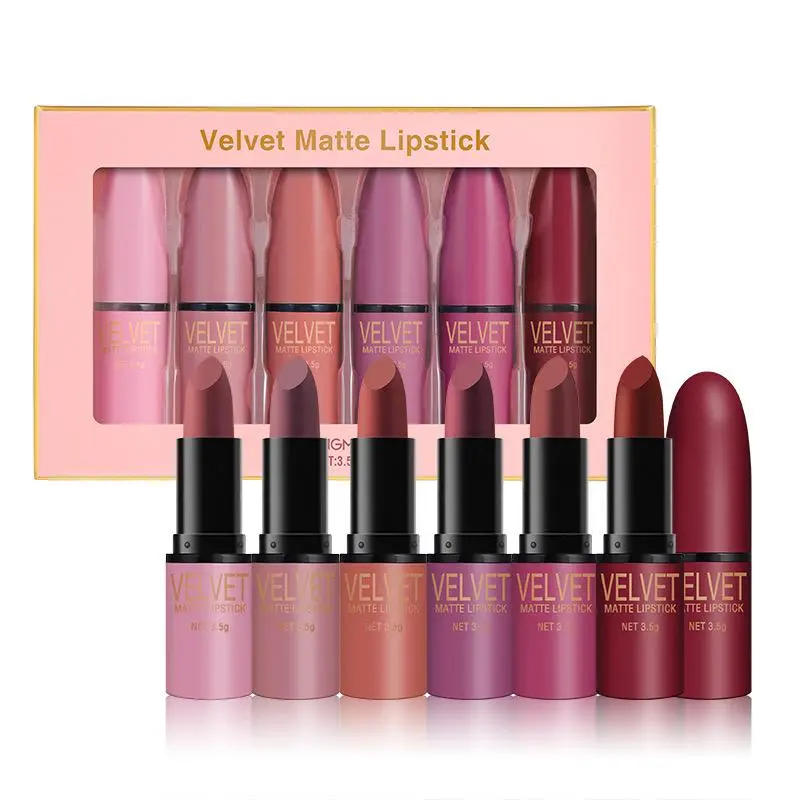 Long Lasting Matte Lipstick Set, 6 Counts/set Moisturizing Hydrating Lipstick, Longlasting Matte, Suitable for All Skins, Girls and Women Makeup Accessories, Gloss, Lip Products