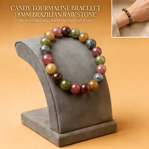 CANDY TOURMALINE BRACELET | 8mm Brazilian Raw Stone | Macaron Color Energy Beads for Luck, Love & Healing