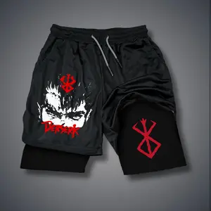 Berserk 80s 90s summer men shorts for men jorts outfit men graphic shorts Double-layer sports shorts Comfortable short shorts summer