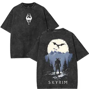 Skyrim Vintage Washed Tee Unisex Heavyweight Cotton T-shirt for Game Fans, Graphic Tees, Casual Outfits, Men Gifts, Clothes Menswear,lets go outfit guy tiktok shopbirthday outfitvalentines day outfitstreetwear outfitsvacation outfits ﻿