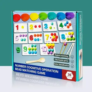 Sensory Toys Montessori Sorting at Home Montessori Toddler Wooden Color Toddler Toys Math Counting Game Kids Activities at Home Educational Toy Set For Kindergarten Random Color Learning Game Set With Beads, Chopsticks and Spoons