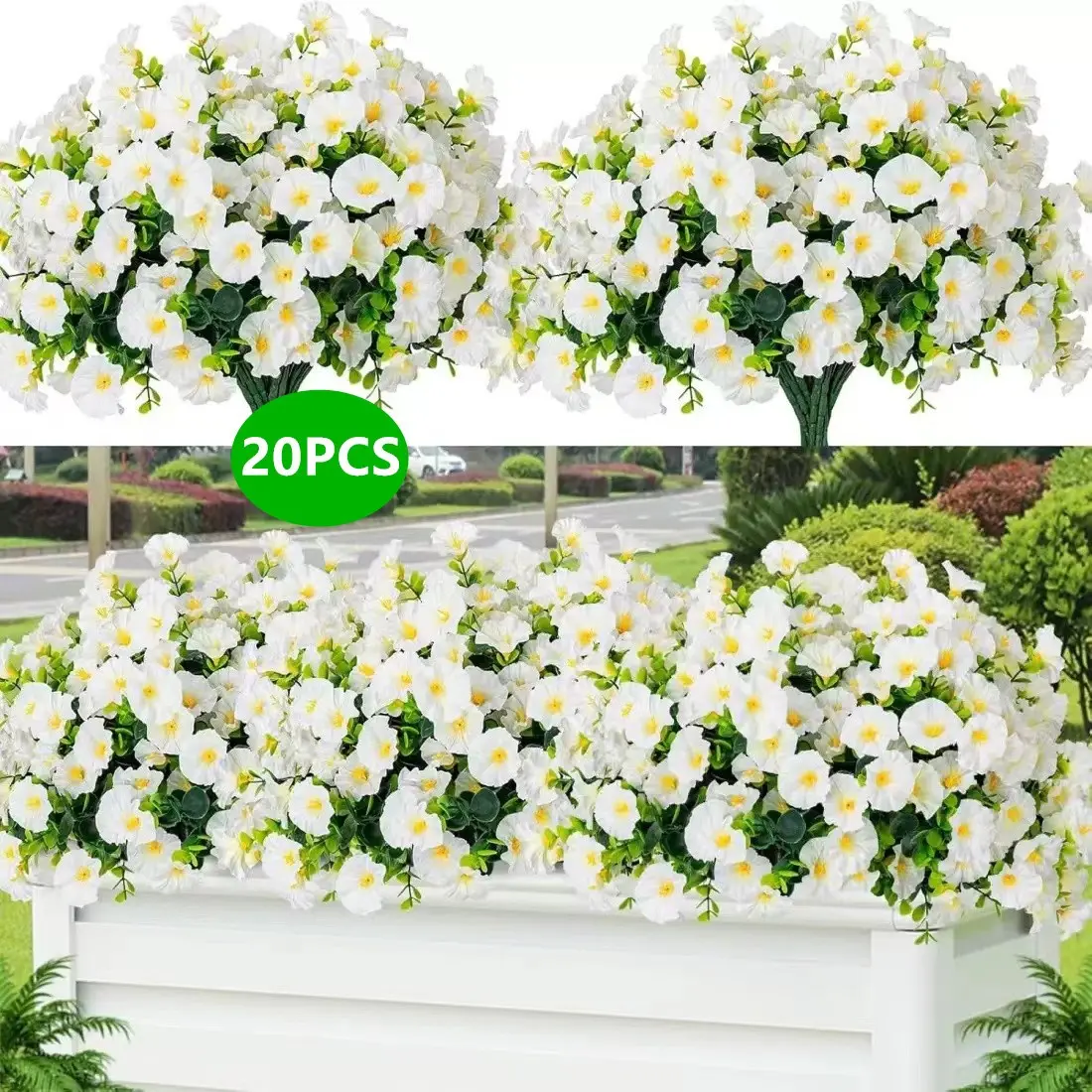 UV Resistant Realistic Fake Flowers, Faux Artificial Flowers, Decorative Faux Flower, Artificial Flowers, Durable and Lifelike Design, Indoor Outdoor Decor, Perfect Gift for Any Occasion [20 Pieces]
