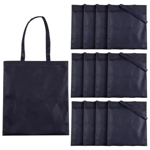 15" x 17" Large Navy Blue Nonwoven Tote Bags - 12 Pc.