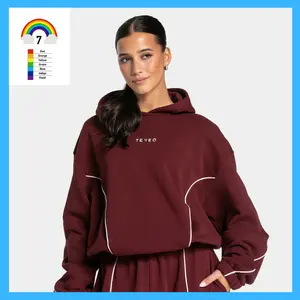 Designer dupe Contrastline Hooded Sweater Comfortable oversized fit Fixed hood Elasticated band for cropping Sporty yet elegant design with piping details 100% cotton couple sweater baseball sweater