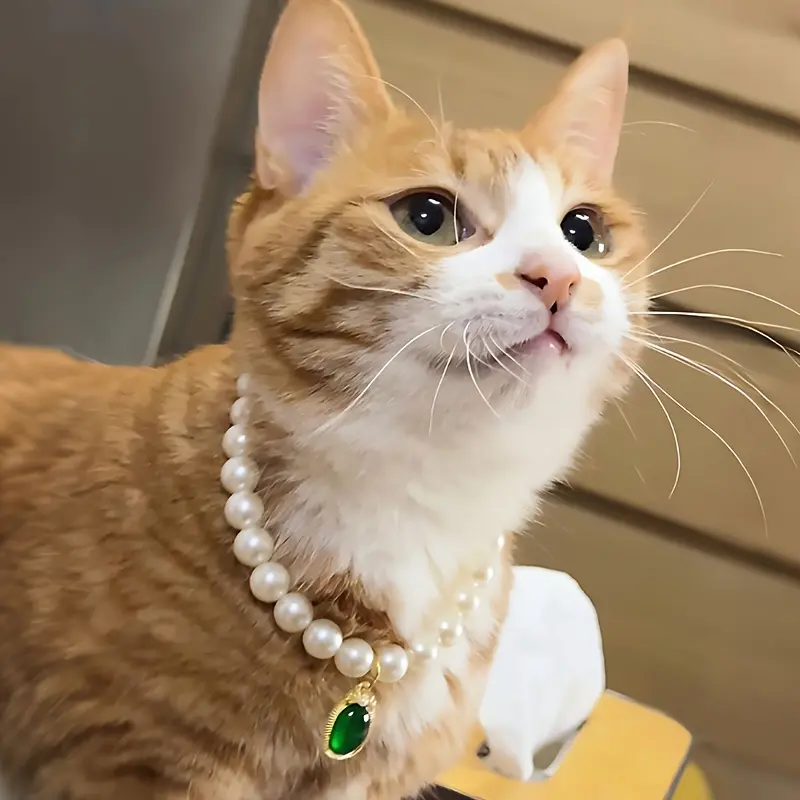 Pet Heart Pendant Necklace - Adjustable Collar with Fake Pearl for Dogs, Cats, And Small Animals - Stylish And Comfortable Accessory for Your Beloved Pet