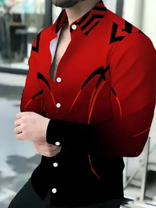 Men's Long Sleeve Casual Shirt with Novel Pattern