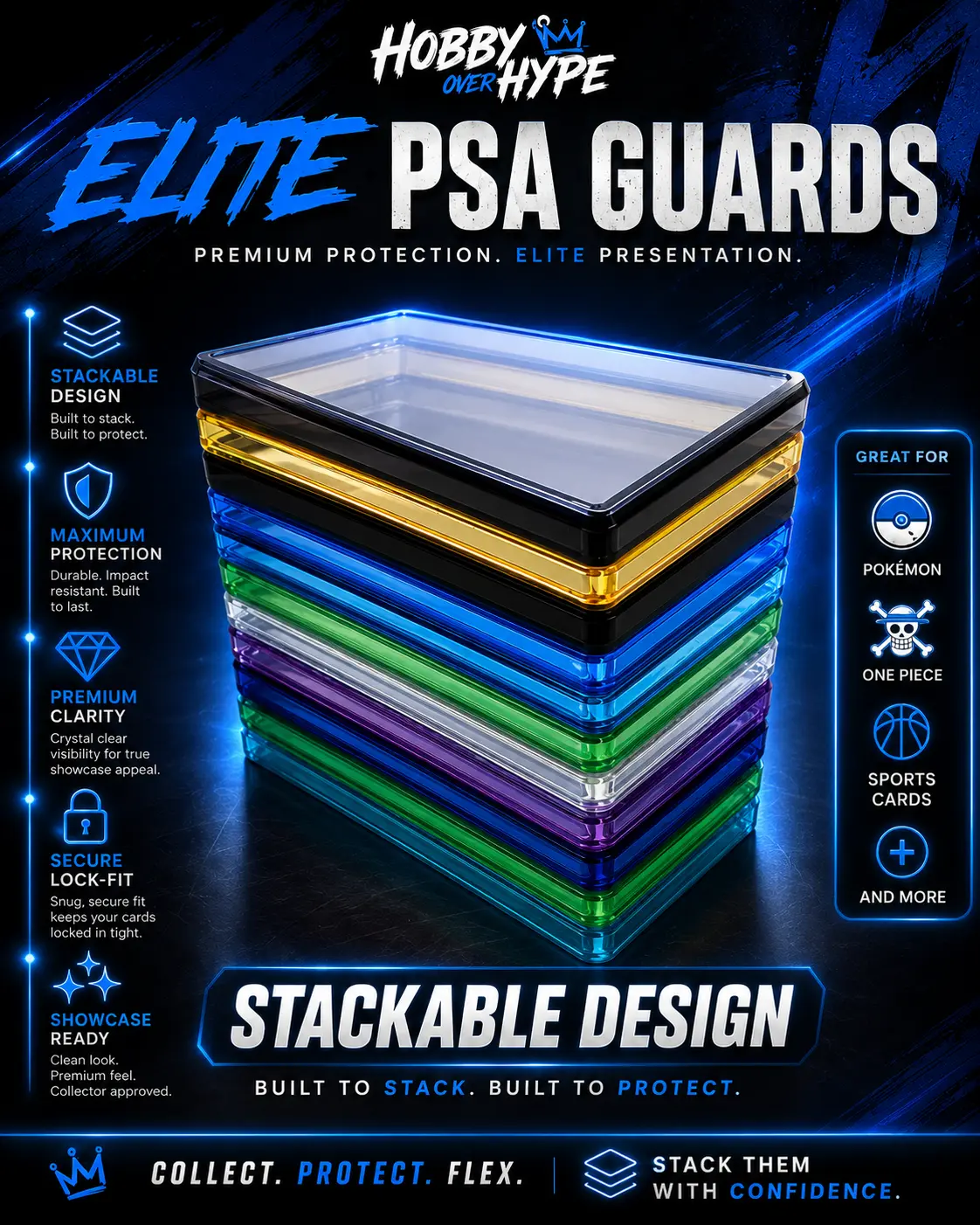 Elite PSA Guard Slab Protector Case Pokemon One Piece Sports Card Holder