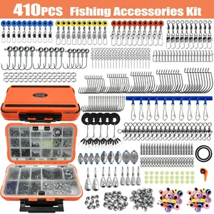 Complete Fishing Tackle Kit with Double-Layer Tackle Box