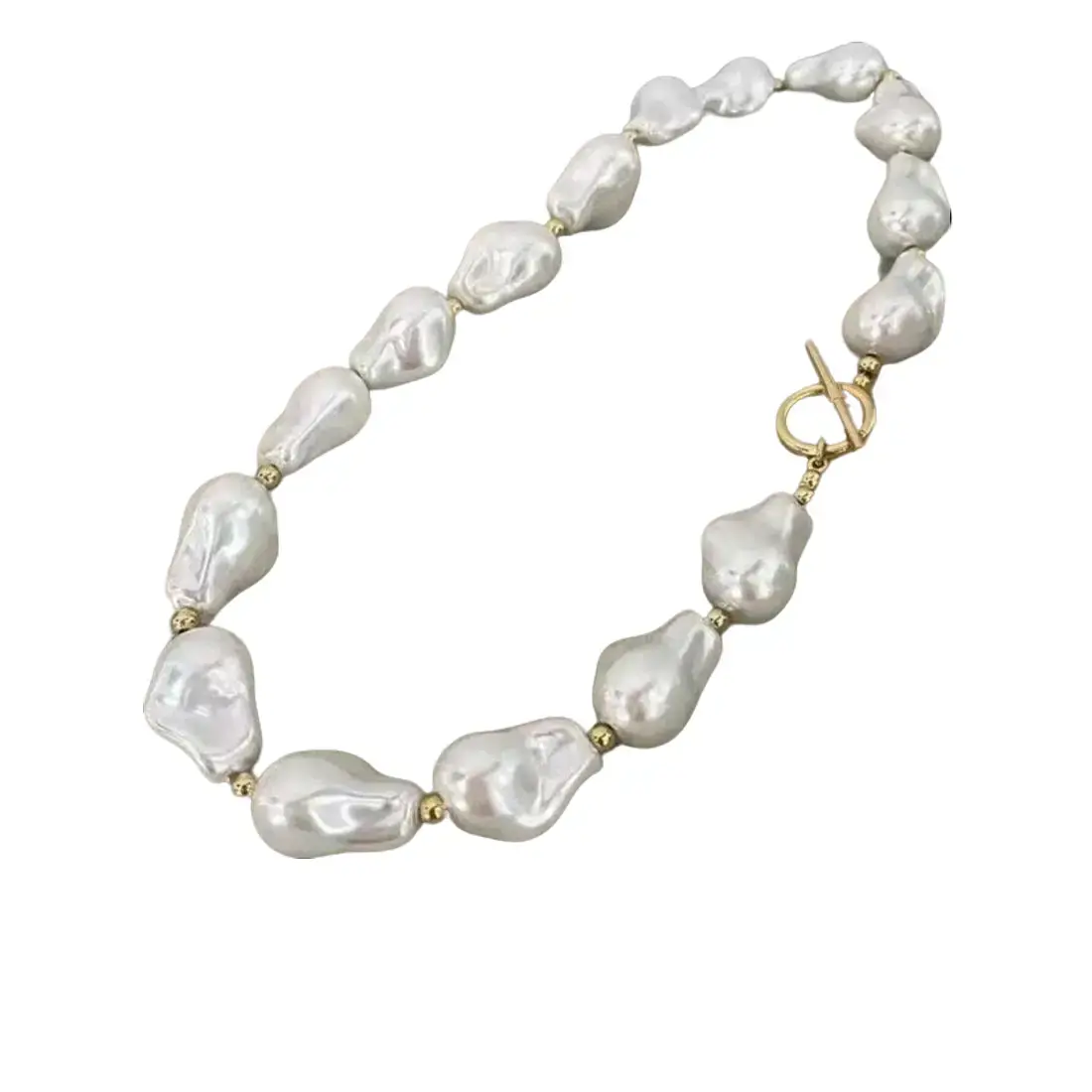 Elegant French Baroque Irregular Faux Pearl Ot Clasp Choker Necklace, Simple Exaggerated Women's Fashion Versatile Necklaces, Faux Pearl Jewelry, Versatile Accessory, Decorative Necklace