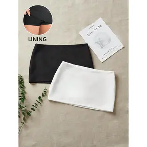2 Color Mini Skirt, Minimalist, Fashion, Casual, Solid Color