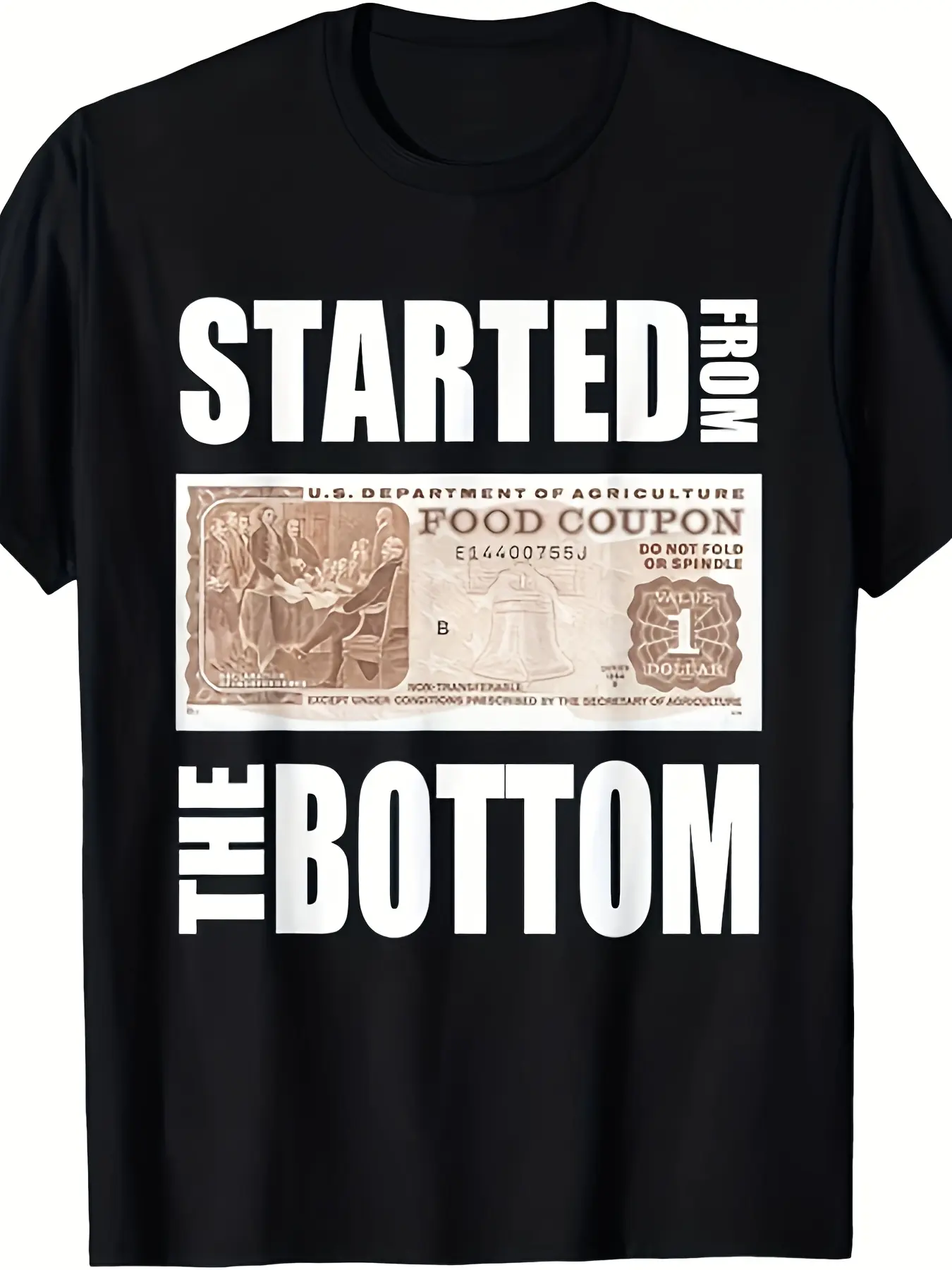 Men' Vintage USDA Food Stamp T-Shirt - Retro Suitable for - Comfortable Casual Tee with Iconic Bottom Print, Short Sleeve Round Neck Humorous Agricultural Apparel for Casual Attire & Nostalgic Gift