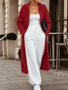 Women's Fashion Casual Long Sleeve Open Front Cardigan, Loose Fit H-Type Design, Solid Color, All Seasons Wear, Available in 6 Colors