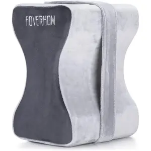 Memory Foam Knee Pillow, Orthopedic Leg Pillow for Sciatica Relief, Back Pain, Pregnancy, Leg Pain and Hip Pain, Grey