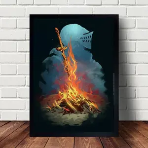 Dark Souls Bonfire Game Poster Unframed, Game Paintings Poster Hanging Home Decor Wall Art, Wall Art, Wall decor, Home Decor, Birthday Gift.