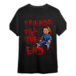 1pc Moisture-Wicking Chucky Doll Graphic T-Shirt for Men, Fabric, Crew Neck, Short Sleeve, Regular Fit, Weekend Casual Wear, All-Season Casual Wear, Ideal for Valentines New Year'S Day Father'S Day Christmas
