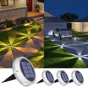IP68 Waterproof Outdoor Solar Light, Auto On/off, 4-Pack Solar Garden Lights, Bright Solar Pathway Lamps, Cold & Warm, 6-8h Charge, 12-18h Glow