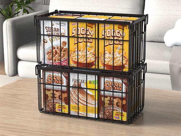StowCraft Upgraded Freezer Organizer Bins 4 Pack MAX Capacity Stackable Baskets for 5/7 Cu.FT Deep Freezers Sturdy Rust-Proof Metal 15.1"x8"x7" Airflow-Friendly Cooling Foldable Handles Open Wire Design