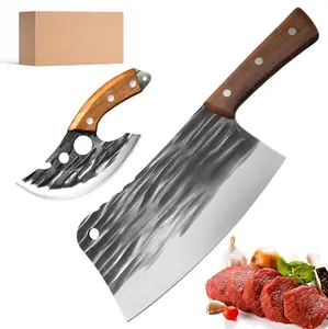 AWEE Heavy Duty Bone Cleaver Knife 12 Inch, Ultra Sharp Meat Bone Chopper Knife, Full-Tang Butcher Knife with Wooden Handle, 50CR15MoV Stainless Steel Blade Thickness 5mm,Full Tang Chef Kitchen Butcher Knife for Home, BBQ,Christmas Gifts for Men Women