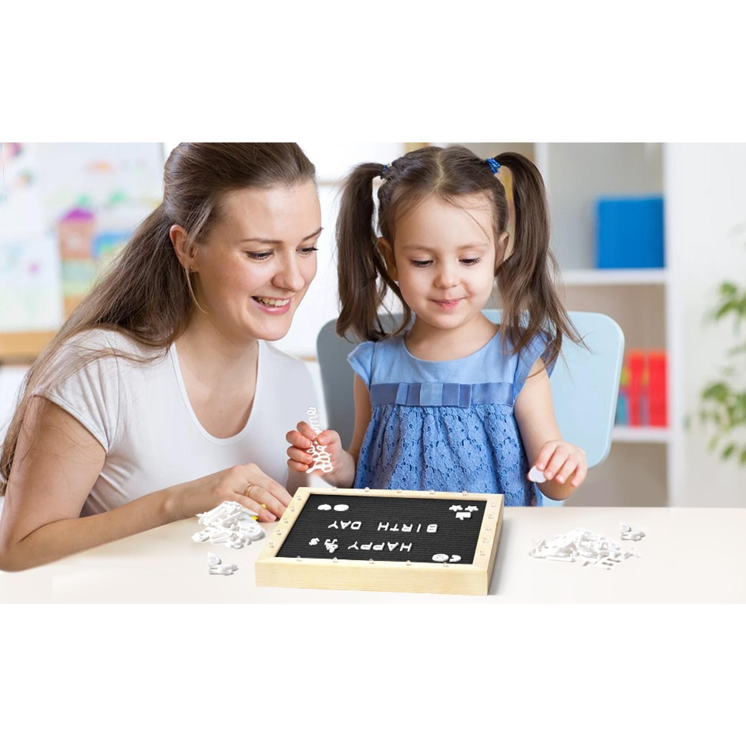 Pink Felt Letter Board with Lights, Built-in LED Lights -Message Board Adjustable Stand, 340 Letters and Christmas,- for Menus, Pregnancy Announcement, Weddings, Party Planning(10 * 10)