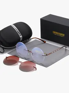 1 Piece Hdshades Unisex Magnetic Clip-On Round Full Frame Glasses Classic design reflecting taste UV400